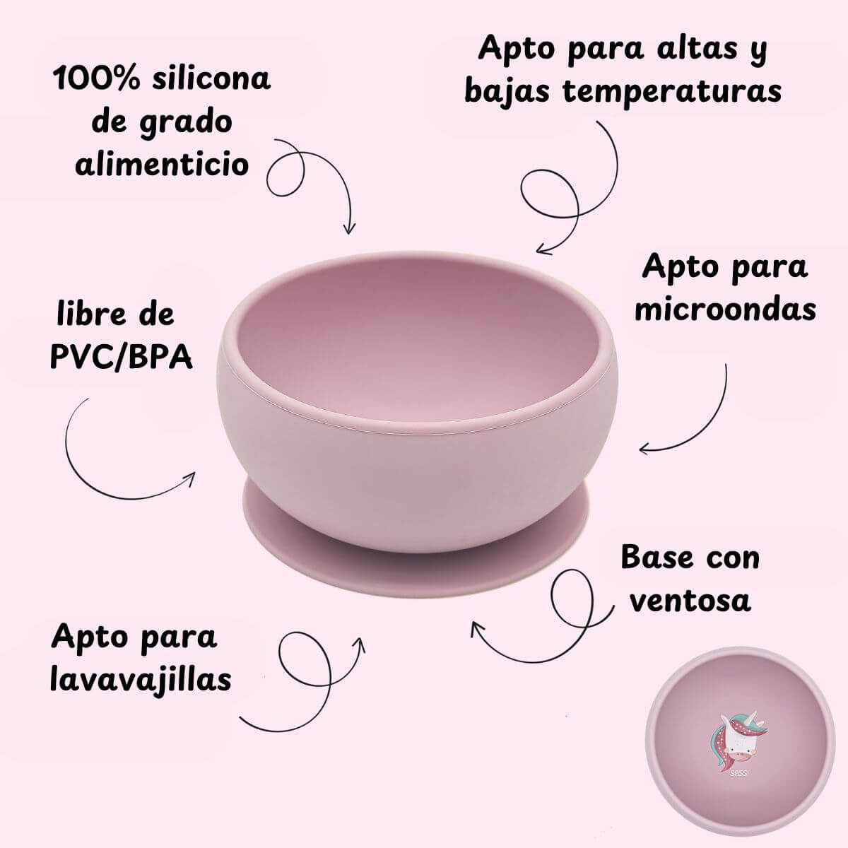 Bol de silicona Unicornio
