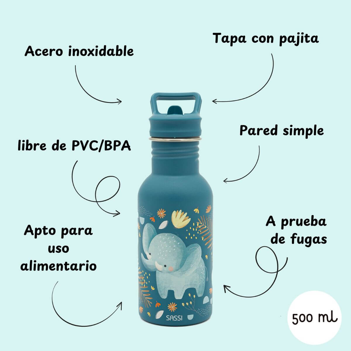 Botella Acero Inox Elefante