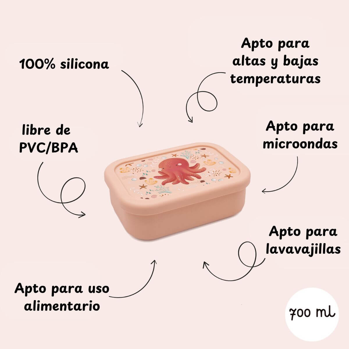 Caja almuerzo de silicona Pulpo