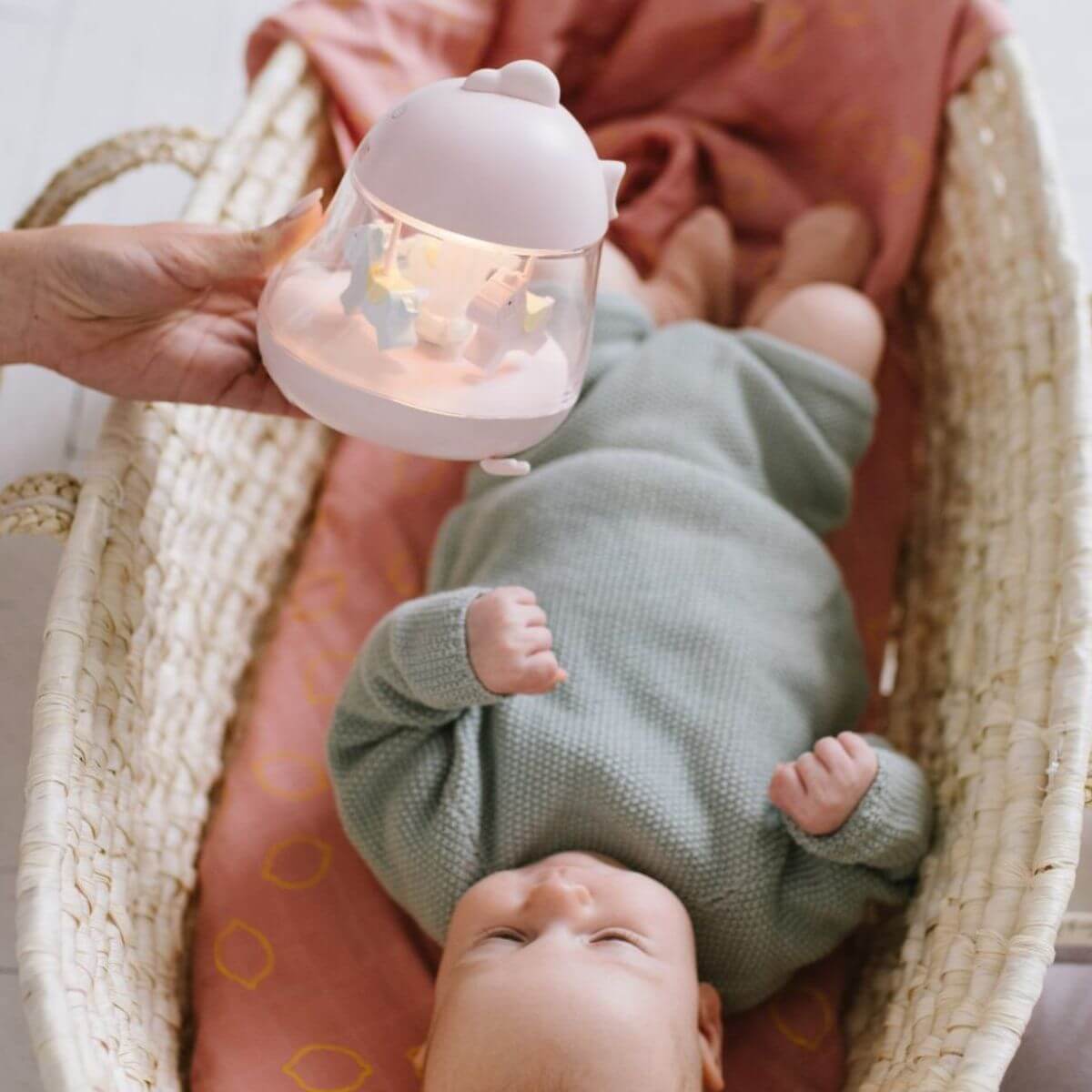 Caja de música carrusel con lámpara Rosa