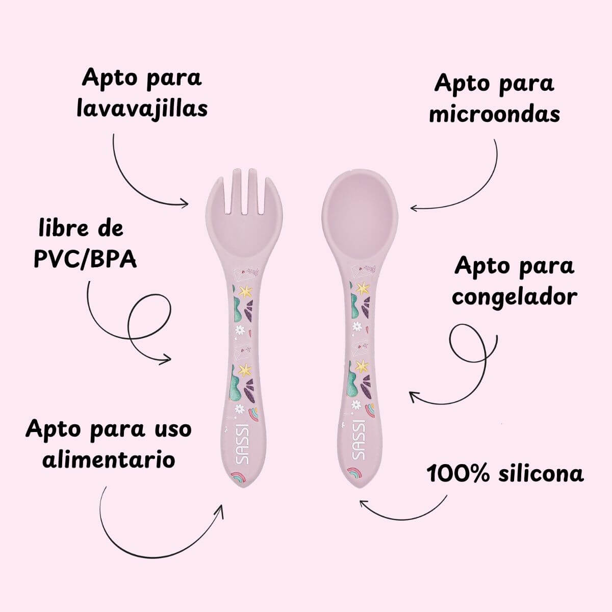 Cubiertos de silicona Unicornio