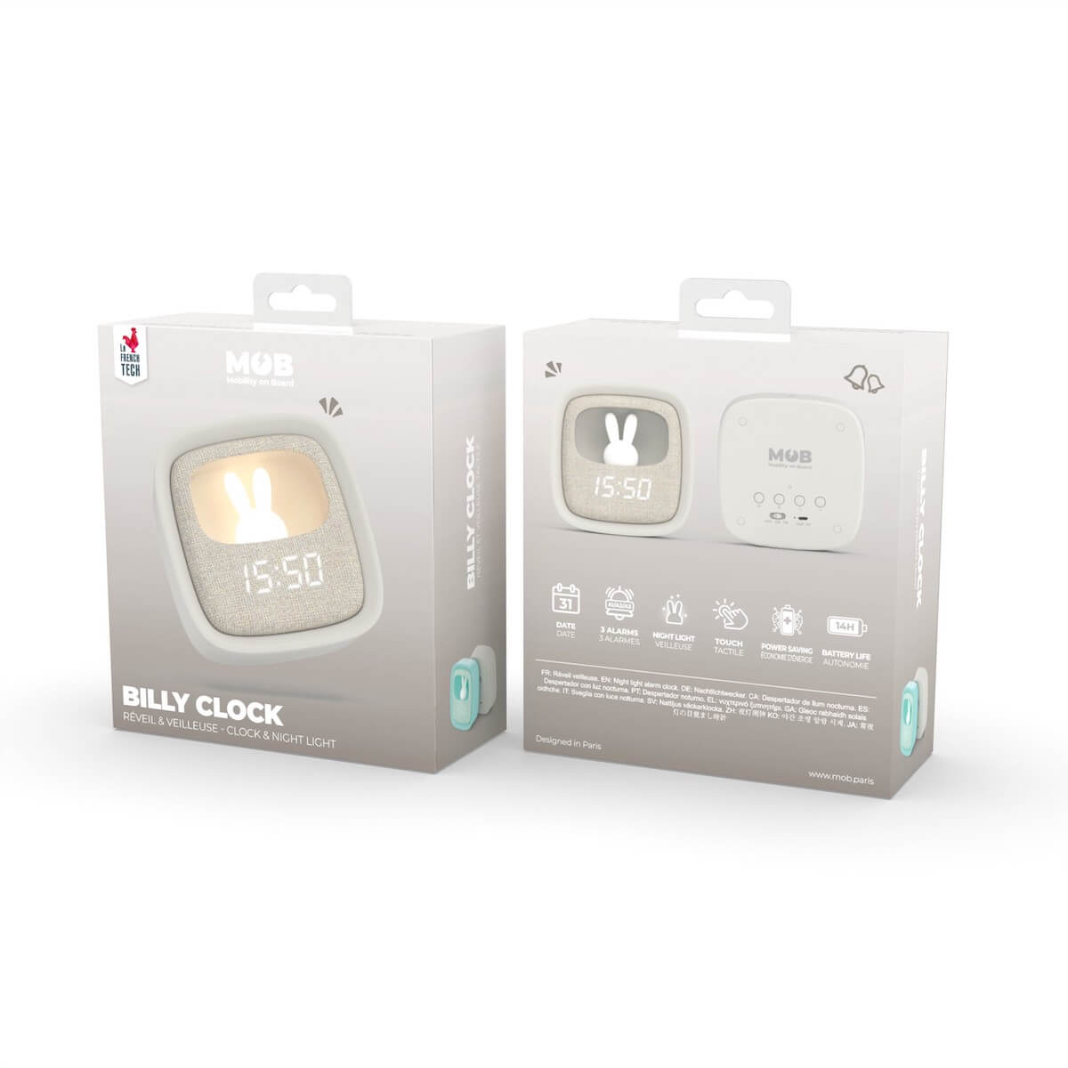 Despertador y Luz Nocturna BILLY CLOCK - Gris