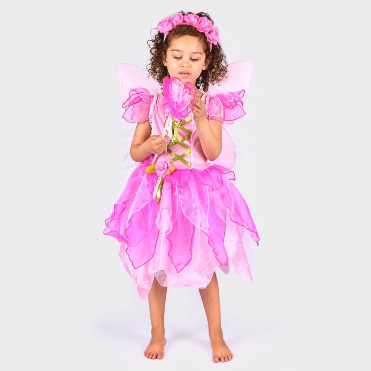 Disfraz Hada Rosa con Alas, Diadema y Varita (varias tallas)