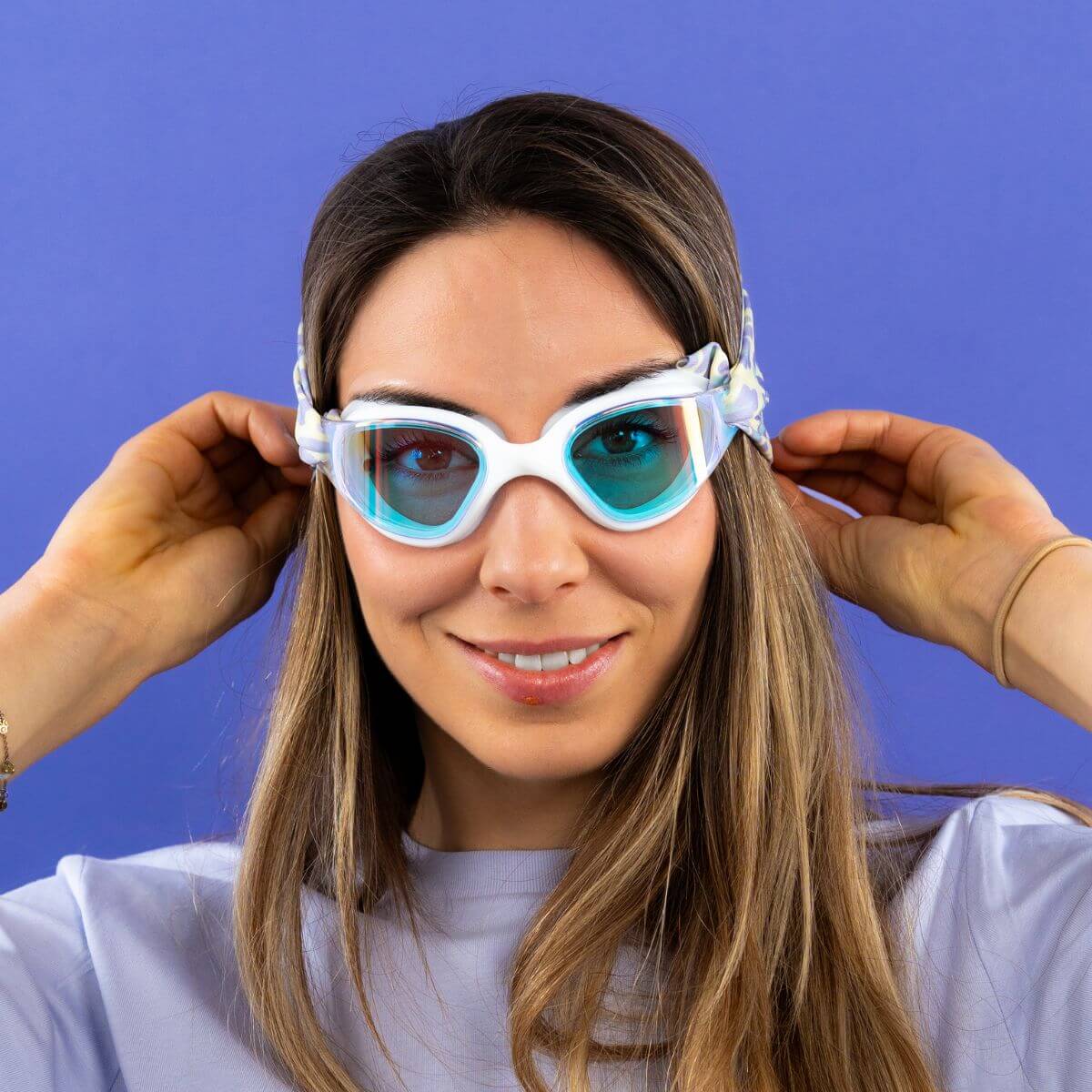 Gafas de natación Leopardo amarillo y violeta (+11 años)