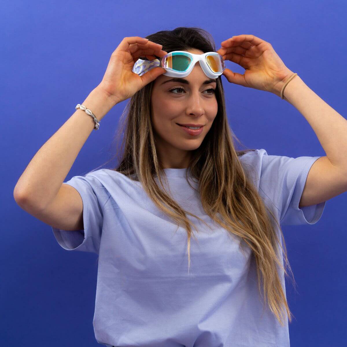 Gafas de natación Leopardo amarillo y violeta (+11 años)
