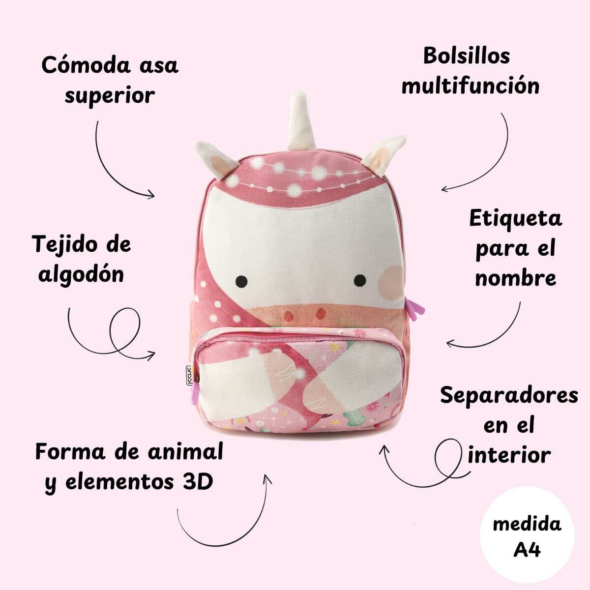 Mochila Junior A4 Unicornio