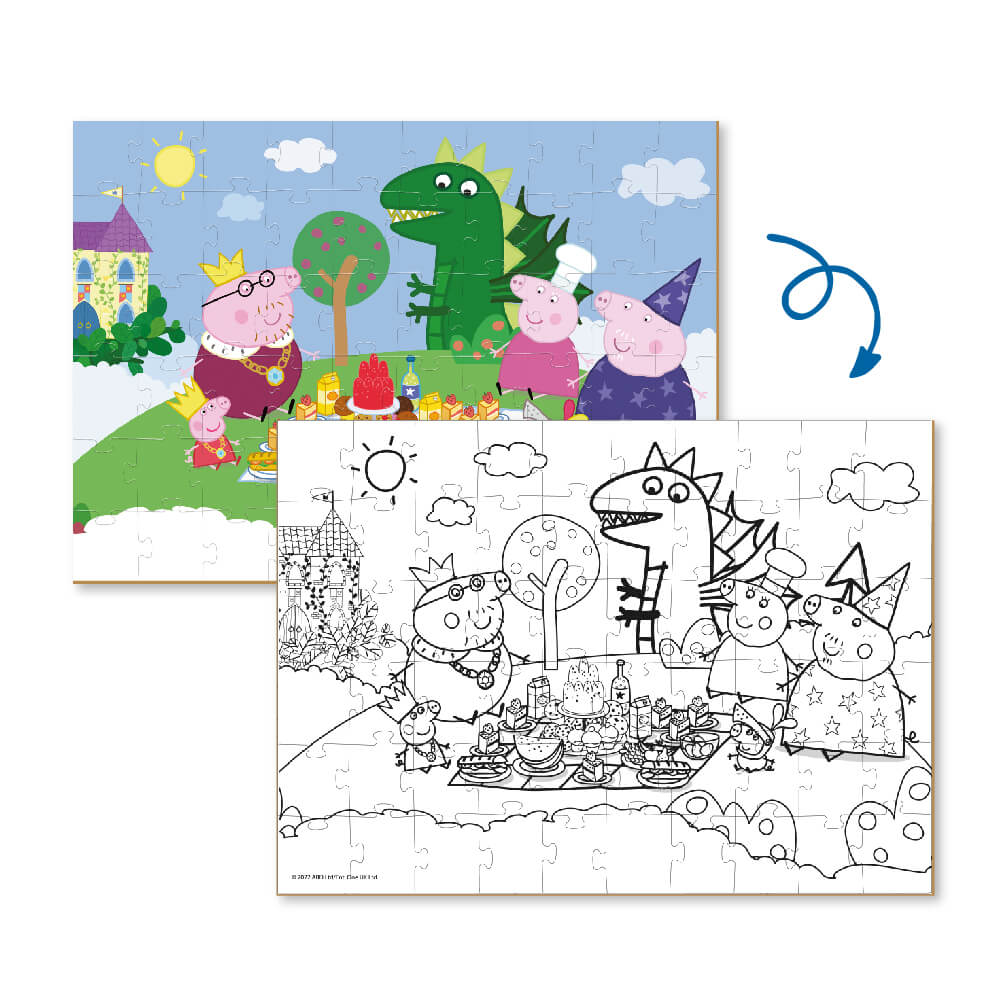 Puzzle 2 en 1 para colorear Peppa Pig Banquete (60 piezas)
