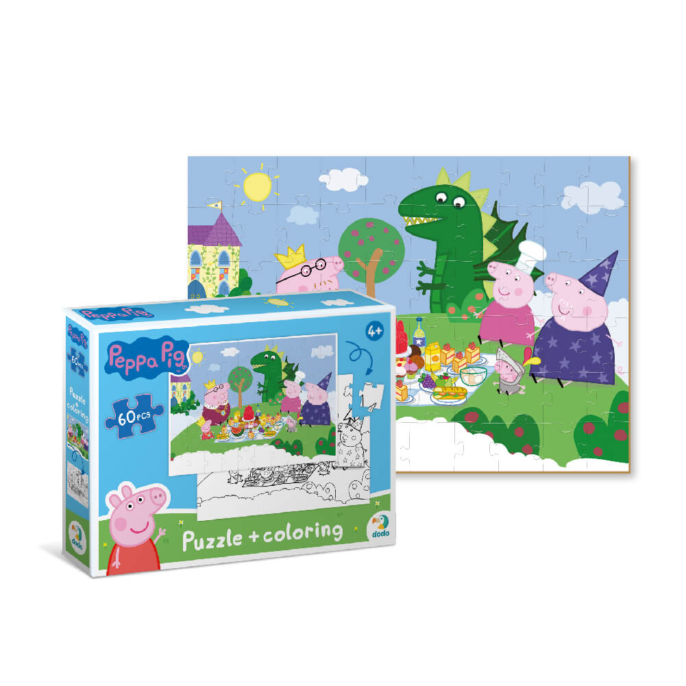 Puzzle 2 en 1 para colorear Peppa Pig Banquete (60 piezas)