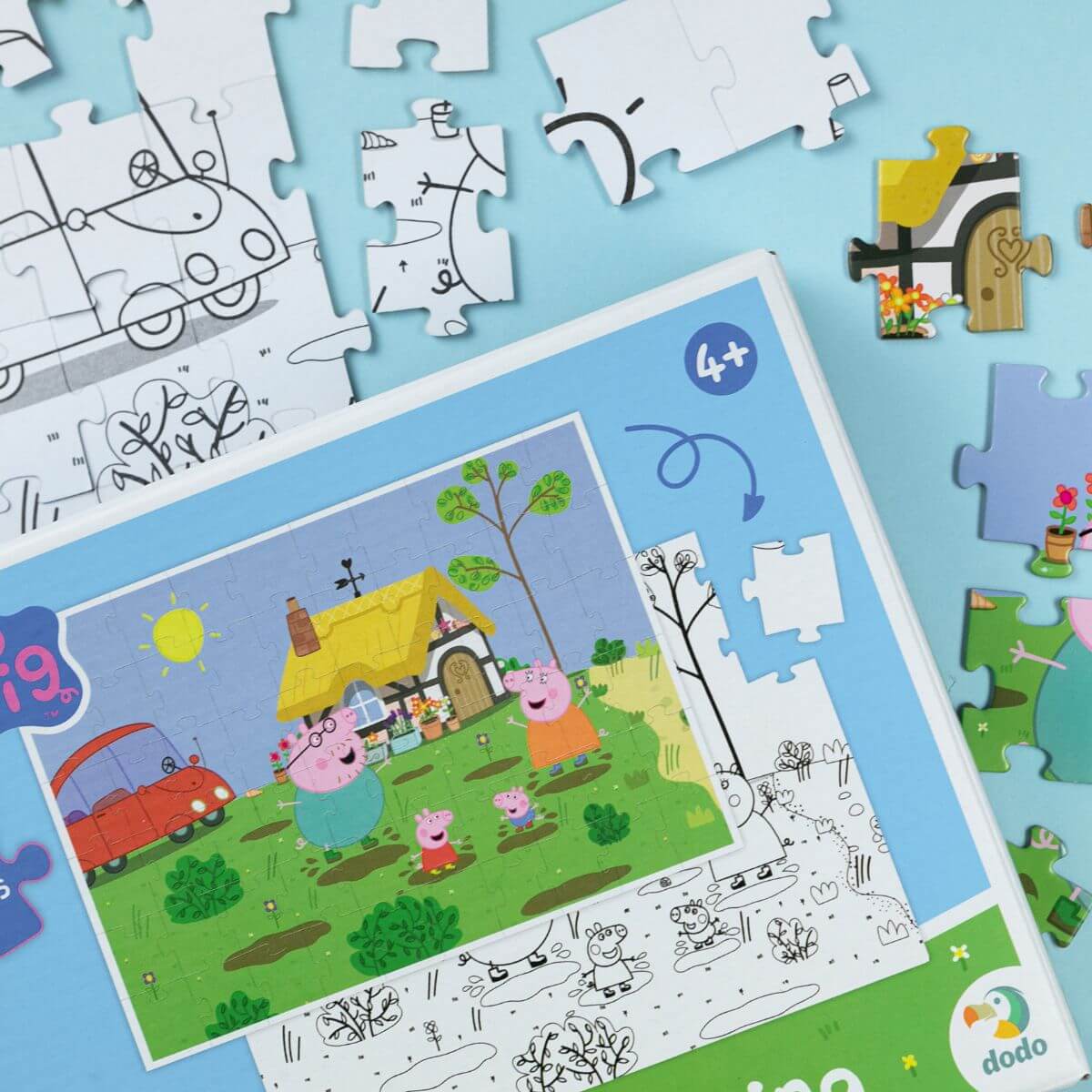Puzzle 2 en 1 para colorear Peppa Pig Familia(60 piezas)