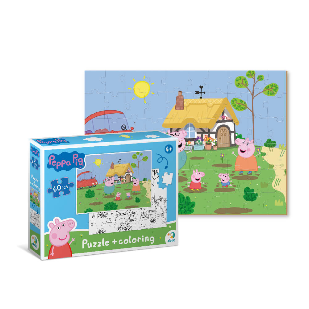 Puzzle 2 en 1 para colorear Peppa Pig Familia(60 piezas)