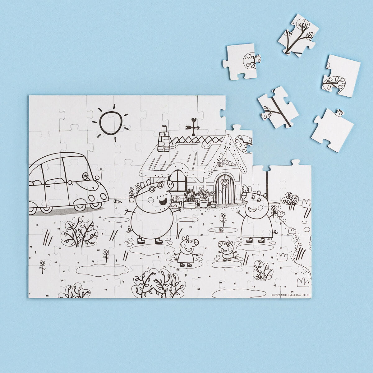 Puzzle 2 en 1 para colorear Peppa Pig Familia(60 piezas)