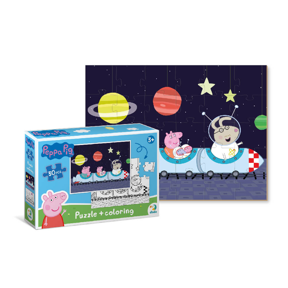 Puzzle 2 en 1 para colorear Peppa Pig Nave espacial (30 piezas)