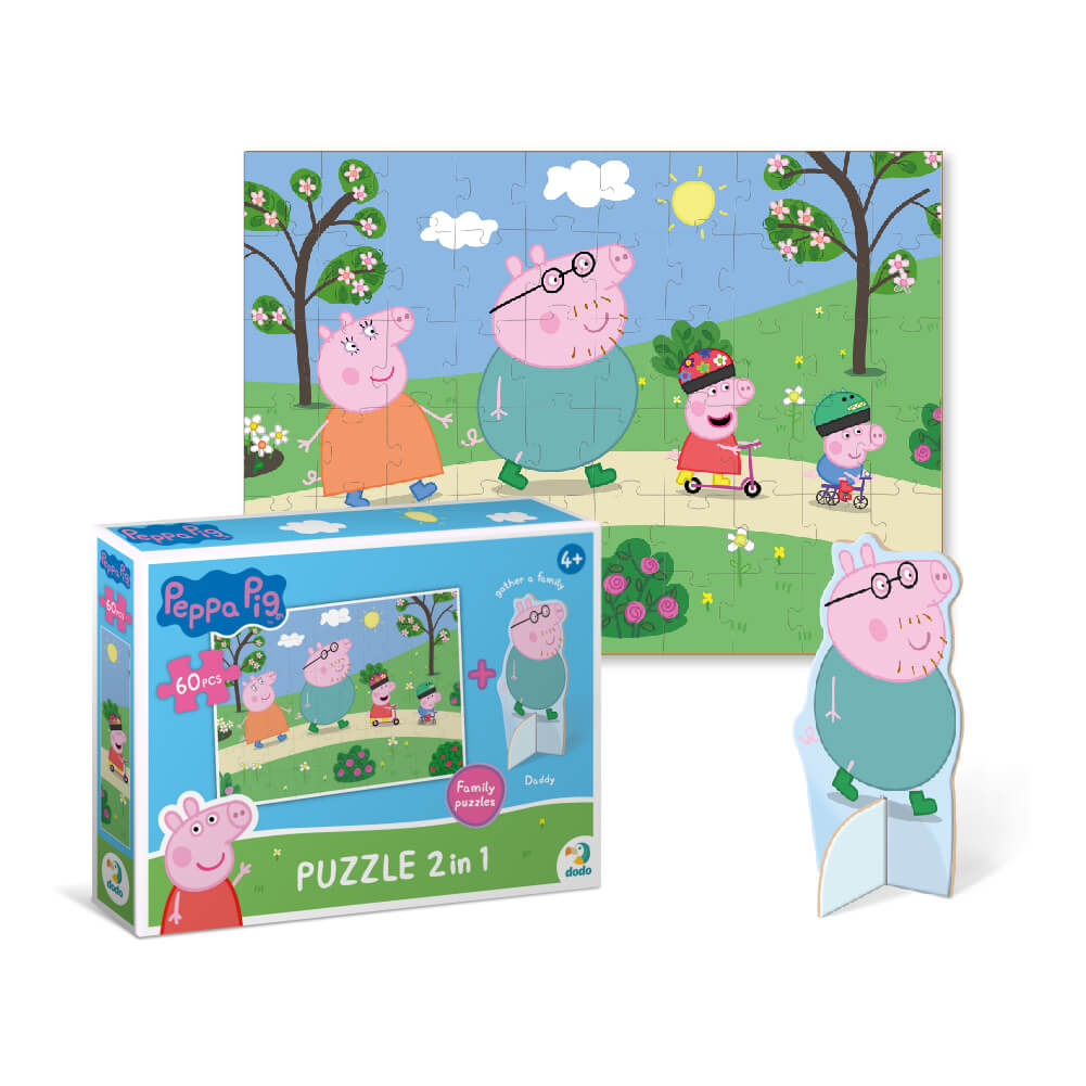 Puzzle Peppa Pig con figura de Papá Pig (60 piezas)