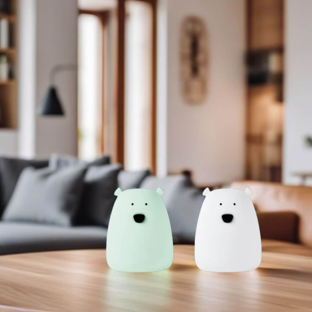 Set de 2 Mini Lámparas Oso Blanco & Menta