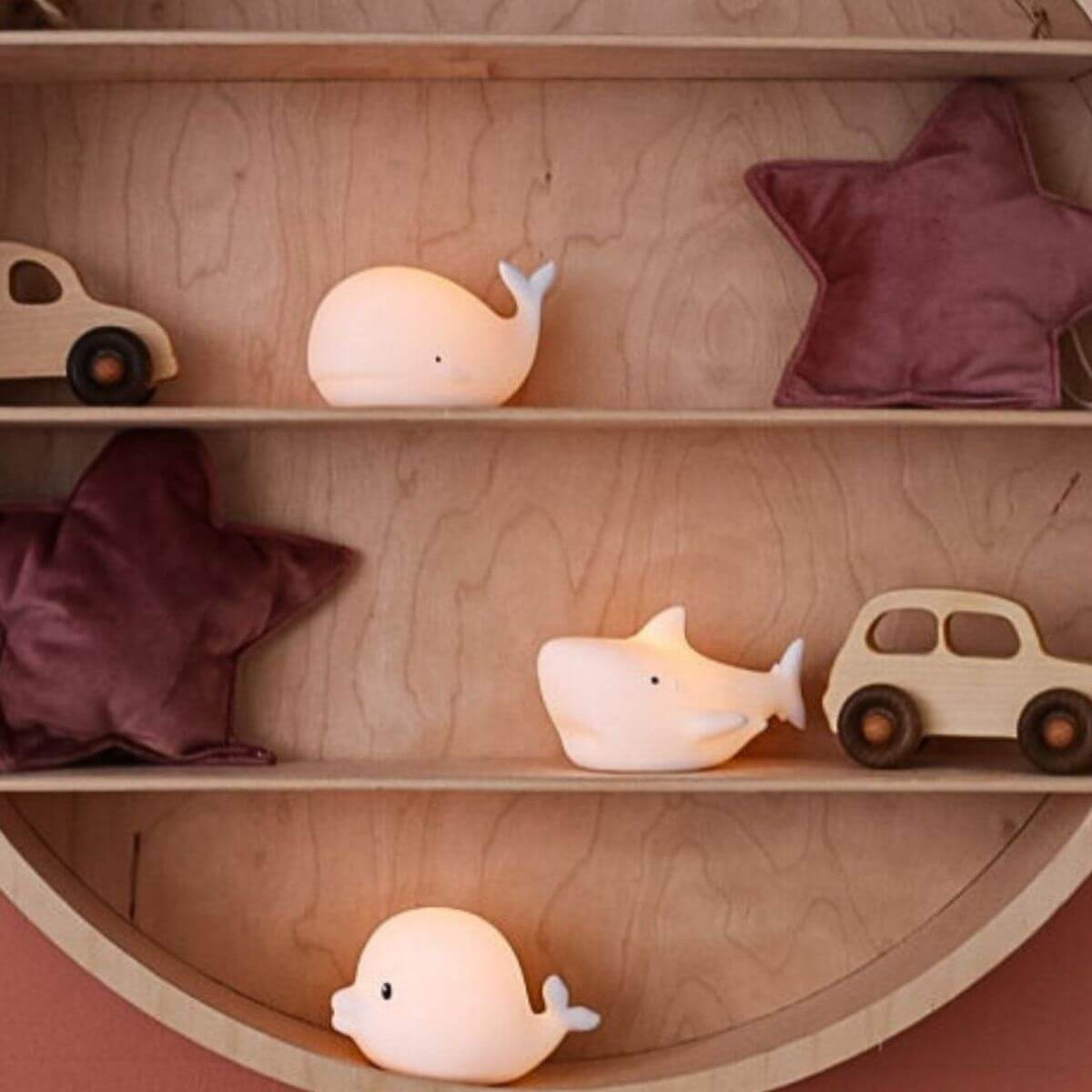 Set de 3 Mini Lámparas Océano: Delfín, Ballena y Tiburón