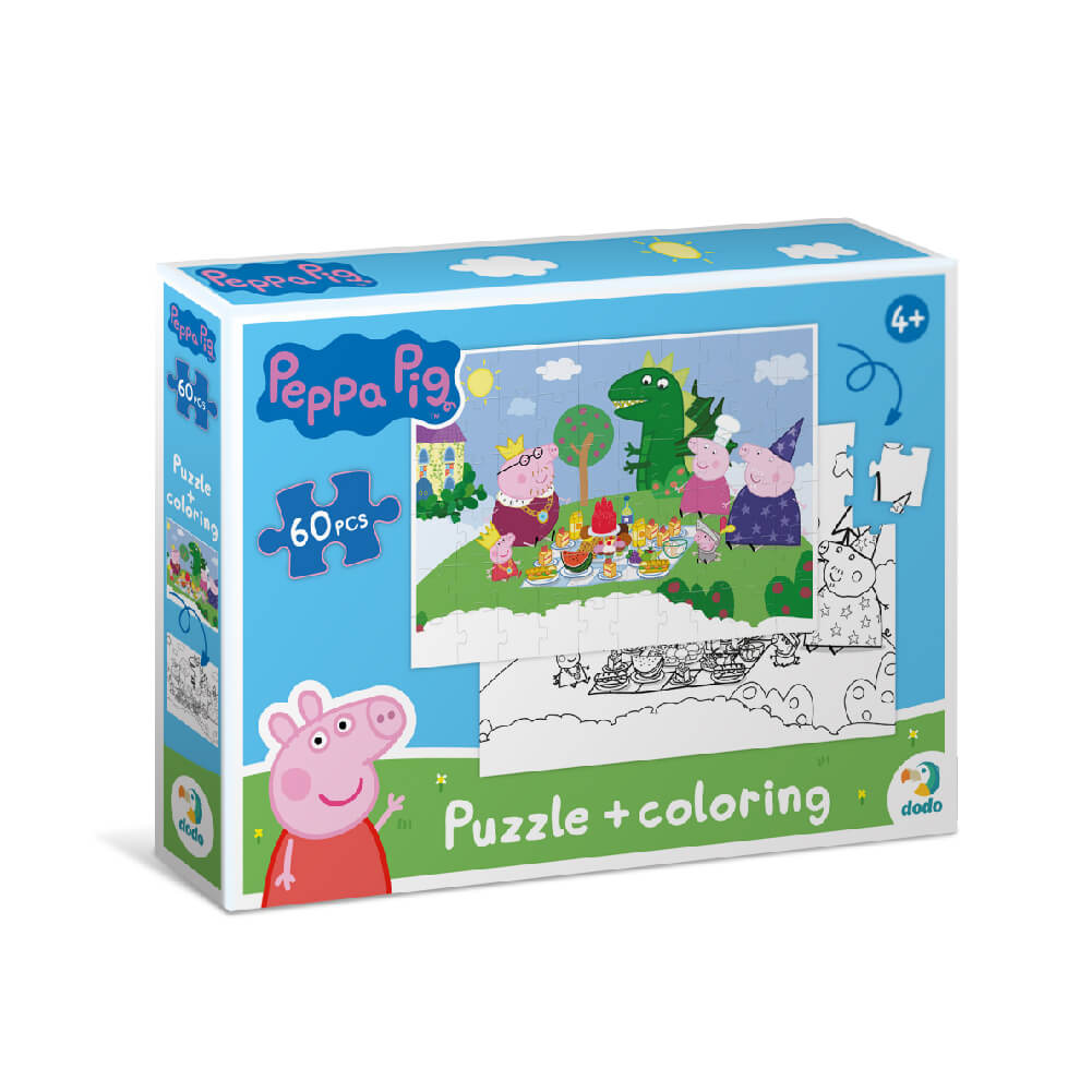 Puzzle 2 en 1 para colorear Peppa Pig Banquete (60 piezas)