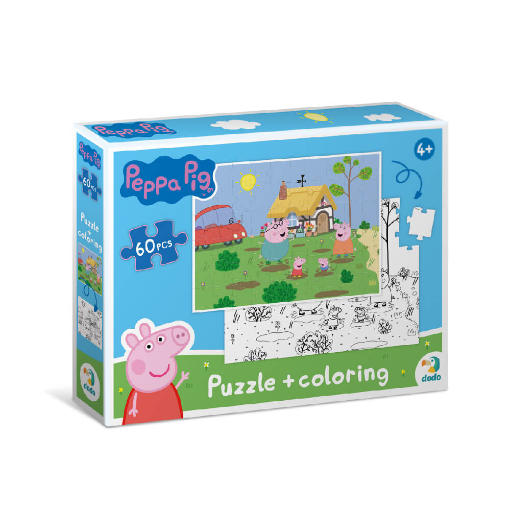 Puzzle 2 en 1 para colorear Peppa Pig Familia(60 piezas)