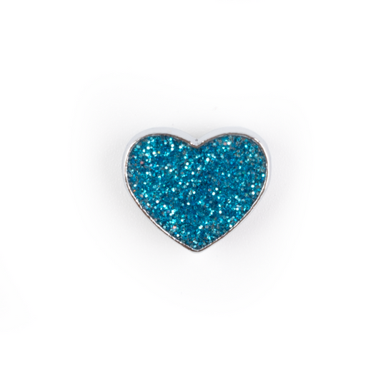 Adorno 8mm - Corazón Purpurina Azul