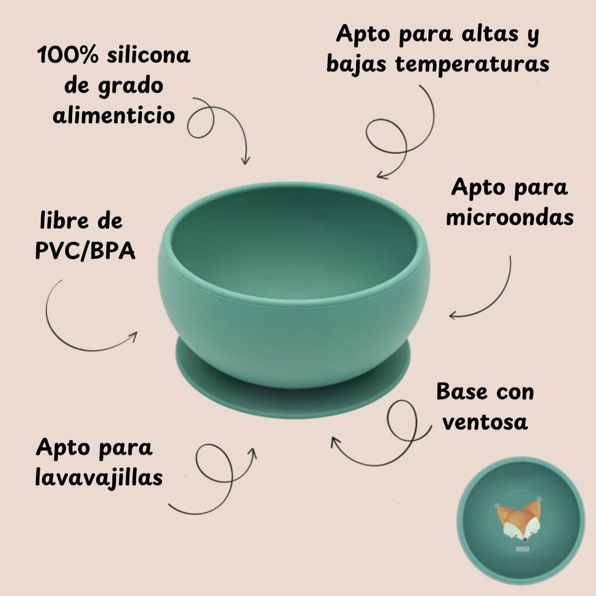 Bol de silicona Zorro