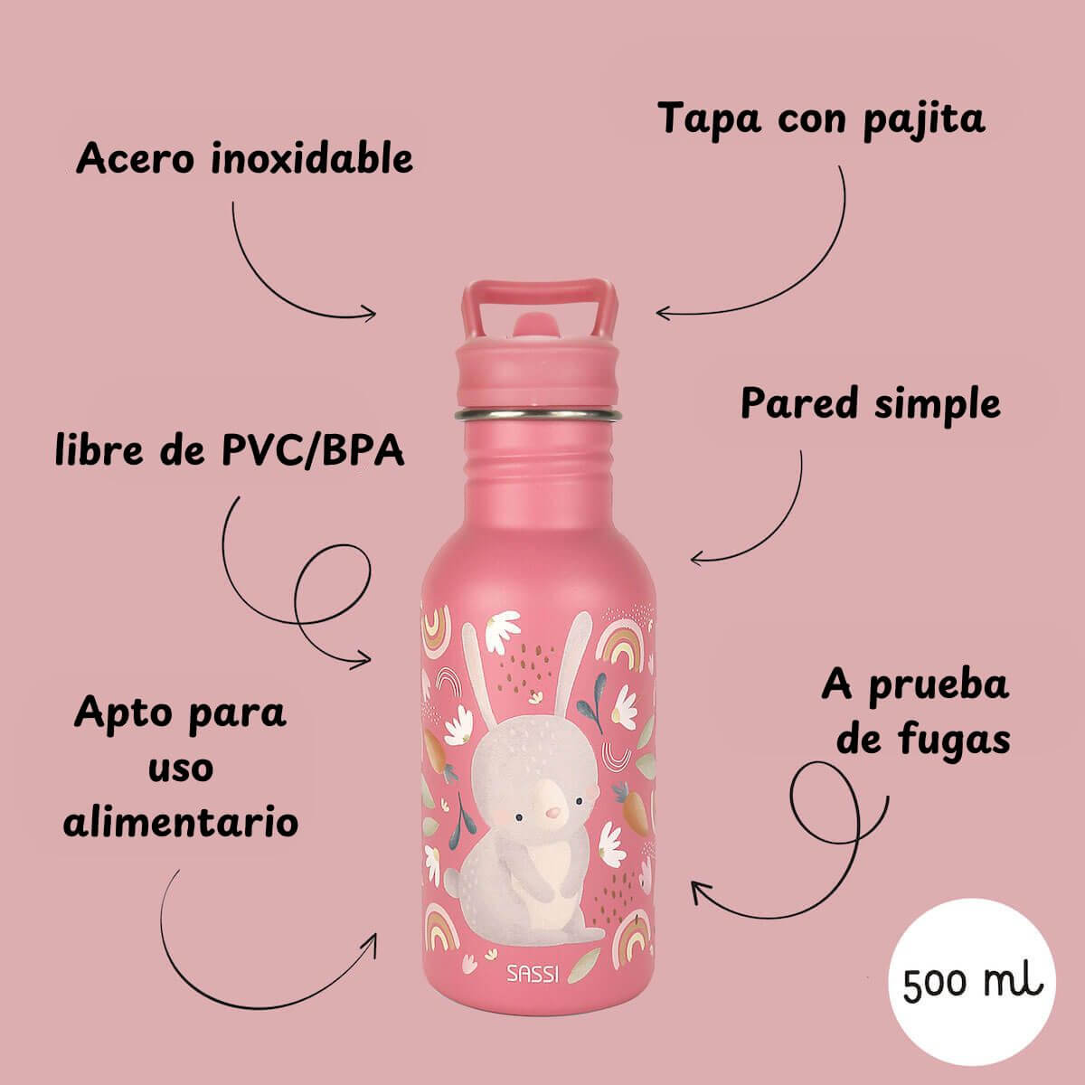 Botella Acero Inox Conejo