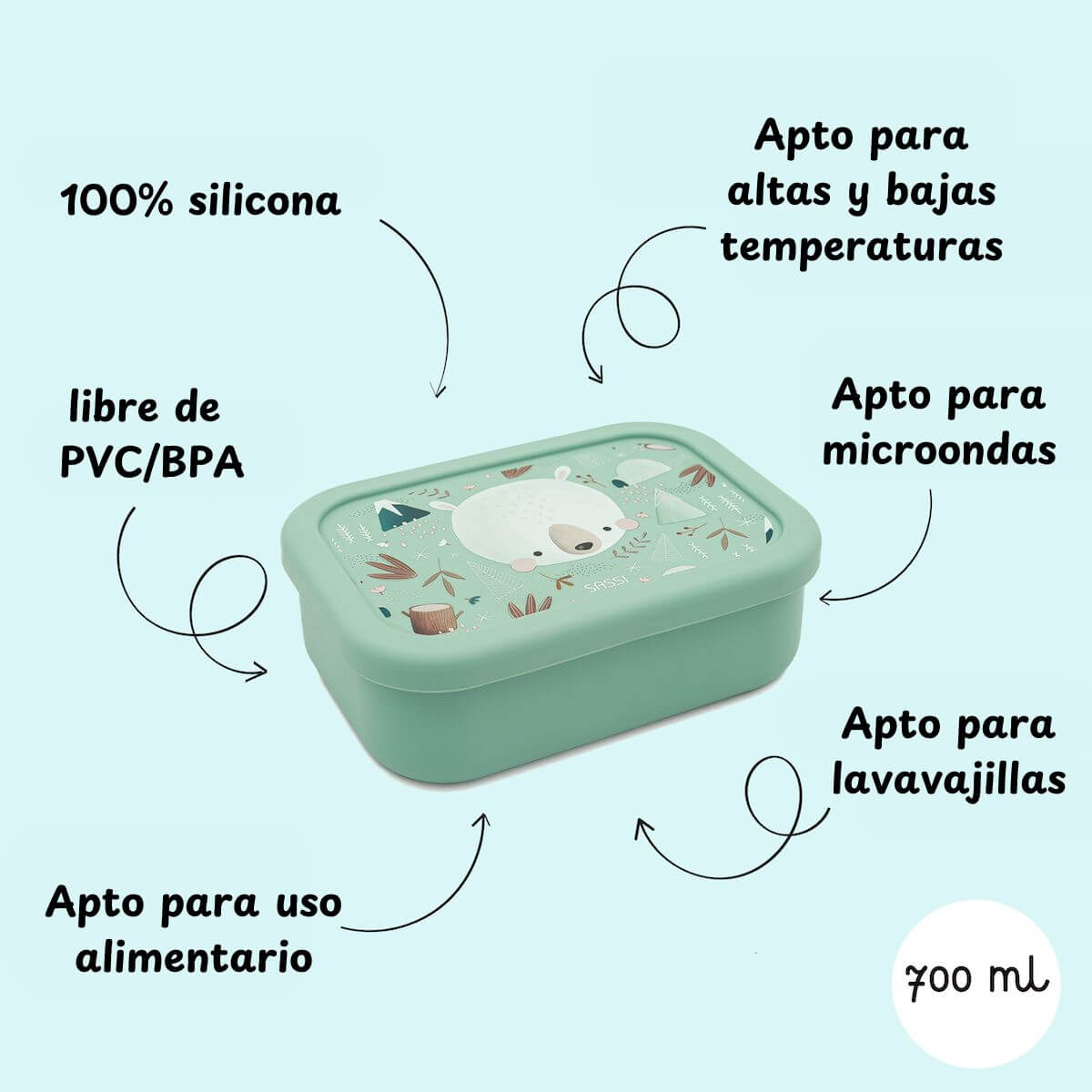 Caja almuerzo de silicona Oso Polar