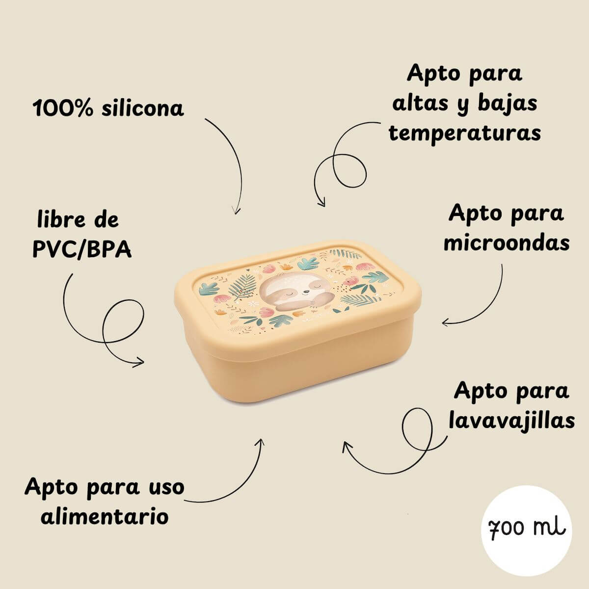 Caja almuerzo de silicona Perezoso