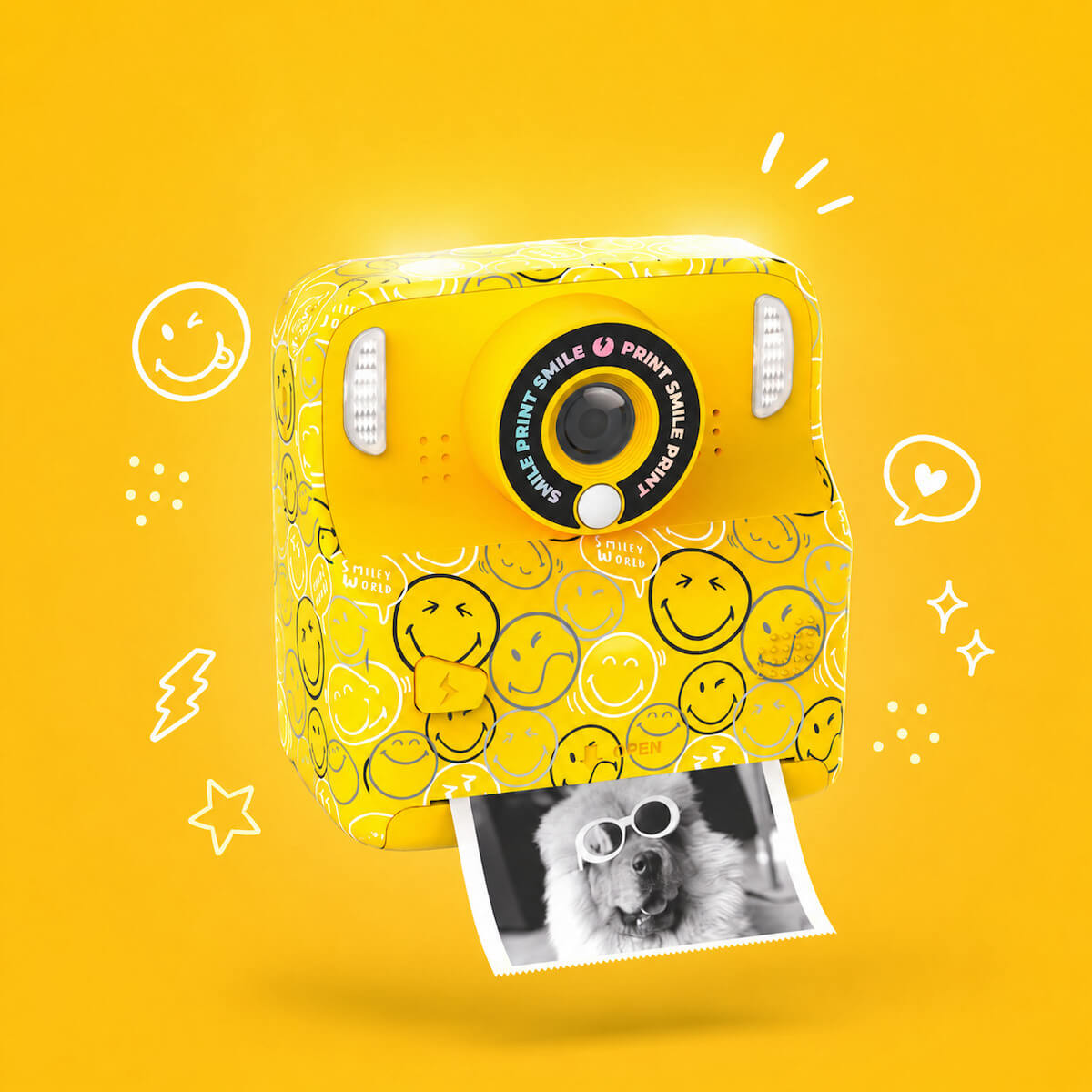 Cámara Digital Instantánea PIXIPRINT - Smiley Amarillo