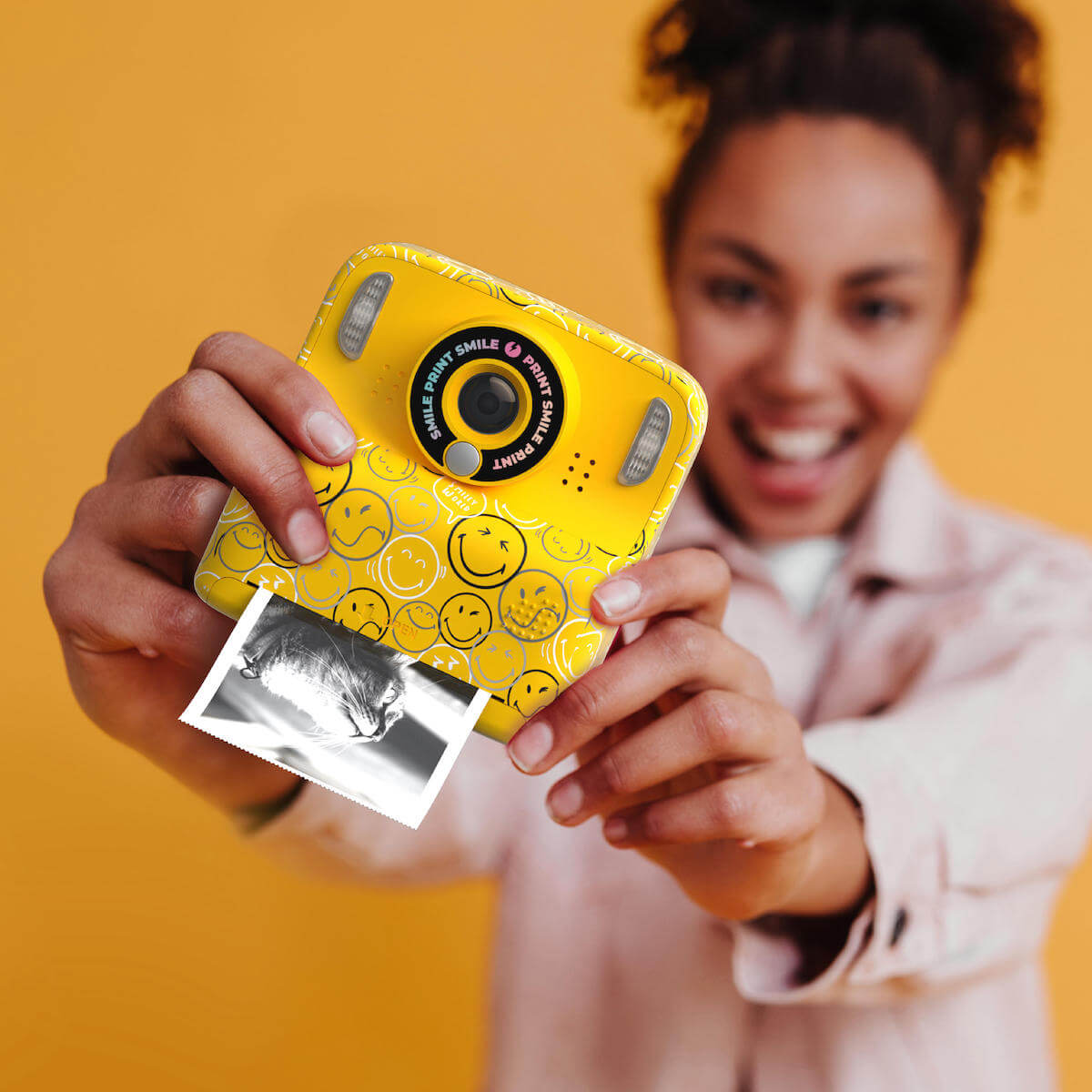 Cámara Digital Instantánea PIXIPRINT - Smiley Amarillo