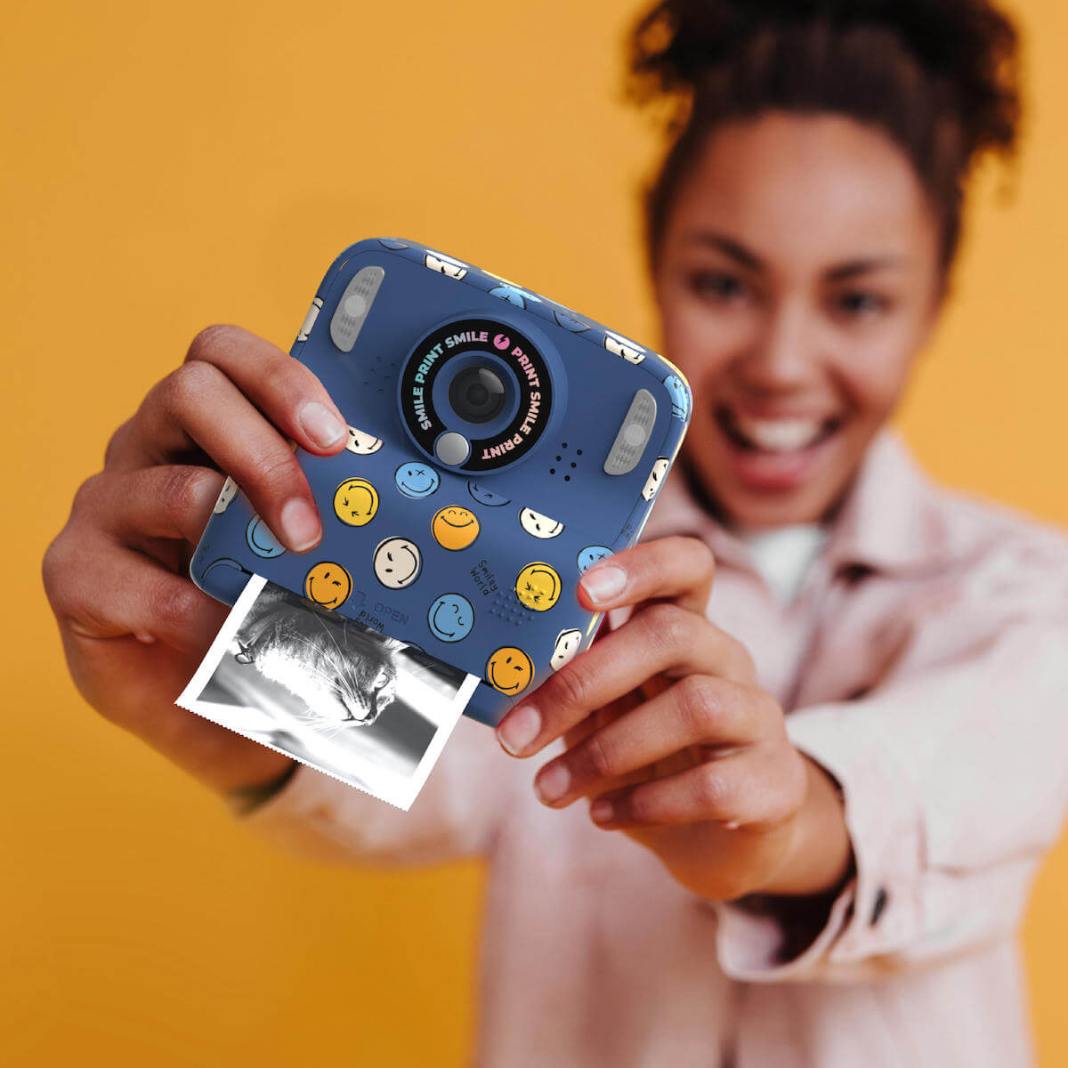 Cámara Digital Instantánea PIXIPRINT - Smiley Azul