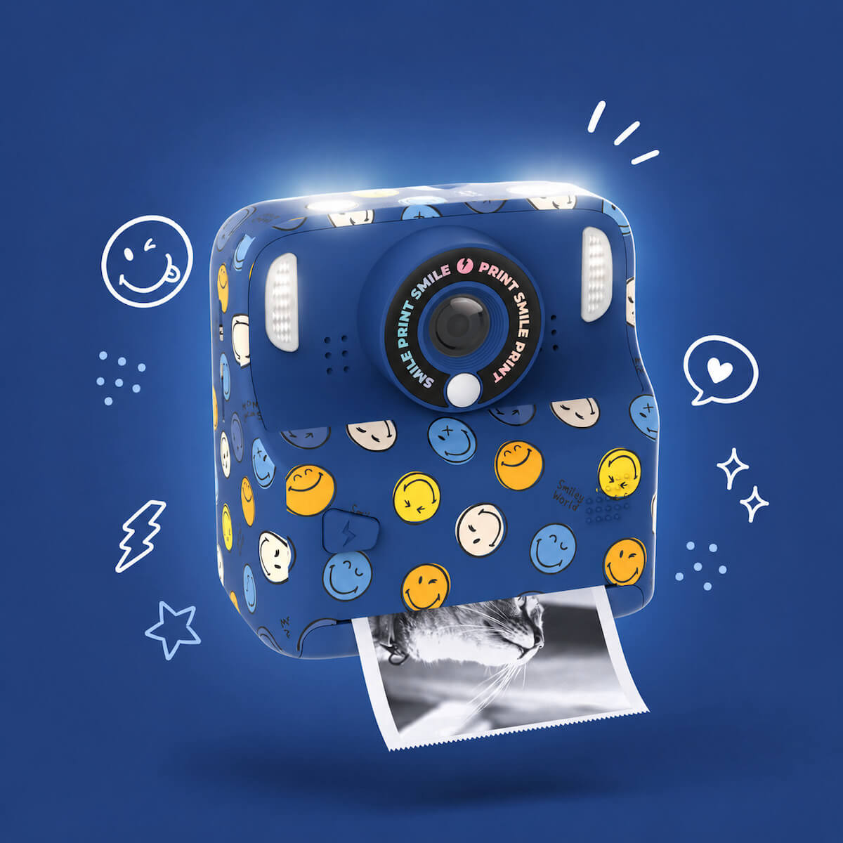 Cámara Digital Instantánea PIXIPRINT - Smiley Azul