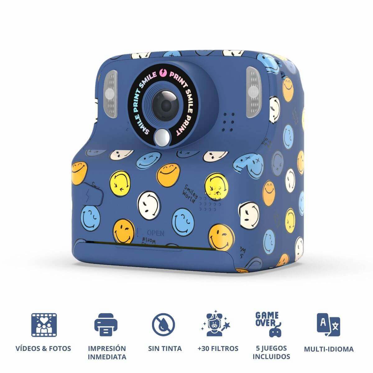 Cámara Digital Instantánea PIXIPRINT - Smiley Azul
