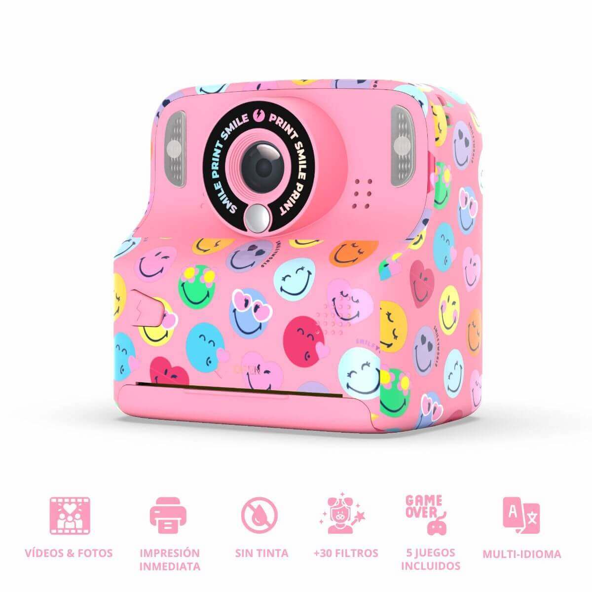Cámara Digital Instantánea PIXIPRINT - Smiley Rosa
