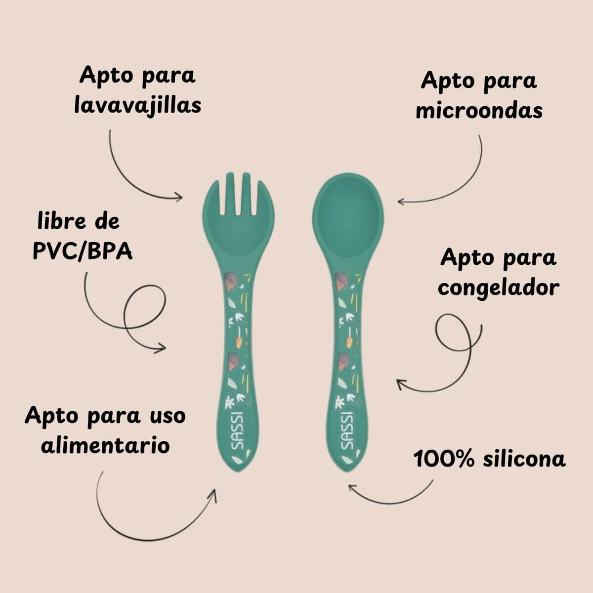 Cubiertos de silicona Zorro