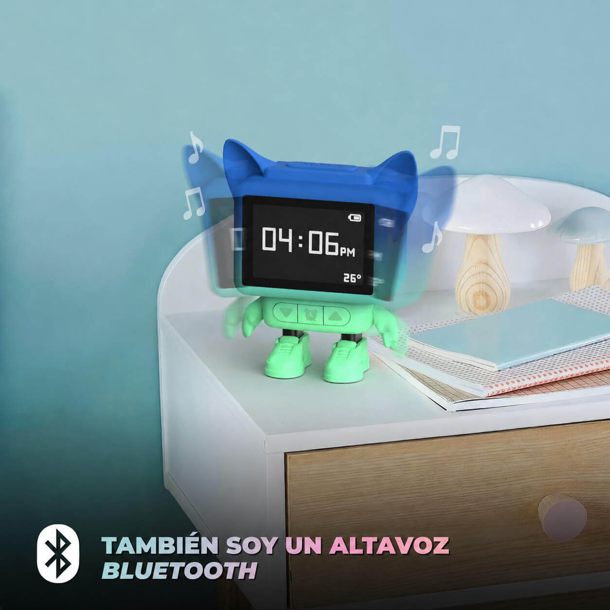 Despertador y Altavoz DANCING CLOCK - Azul