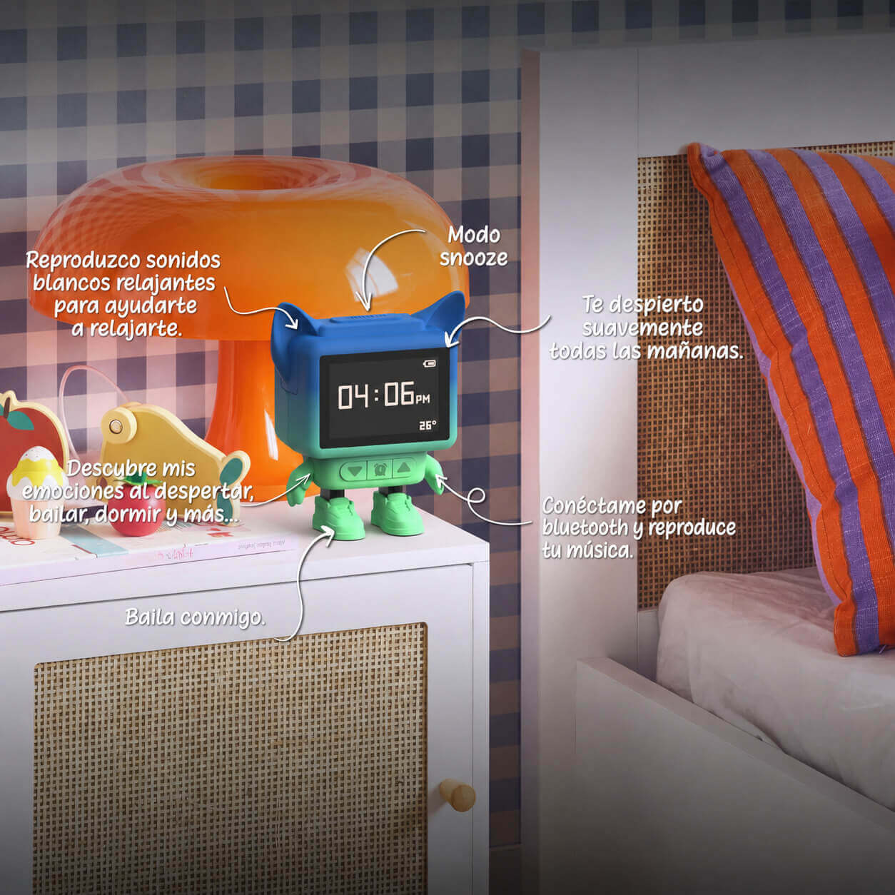 Despertador y Altavoz DANCING CLOCK - Azul