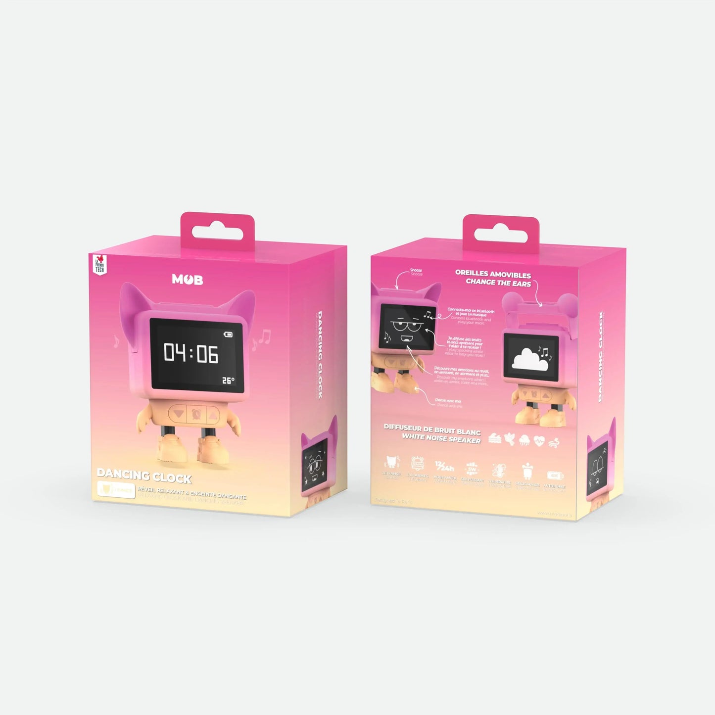 Despertador y Altavoz DANCING CLOCK - Rosa