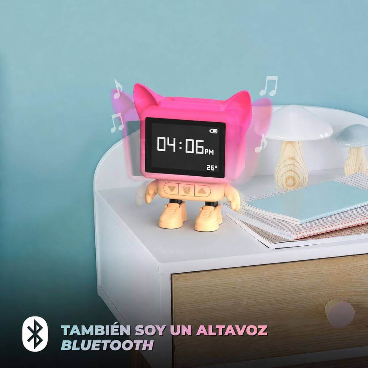Despertador y Altavoz DANCING CLOCK - Rosa