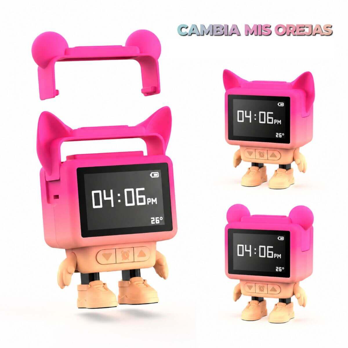 Despertador y Altavoz DANCING CLOCK - Rosa