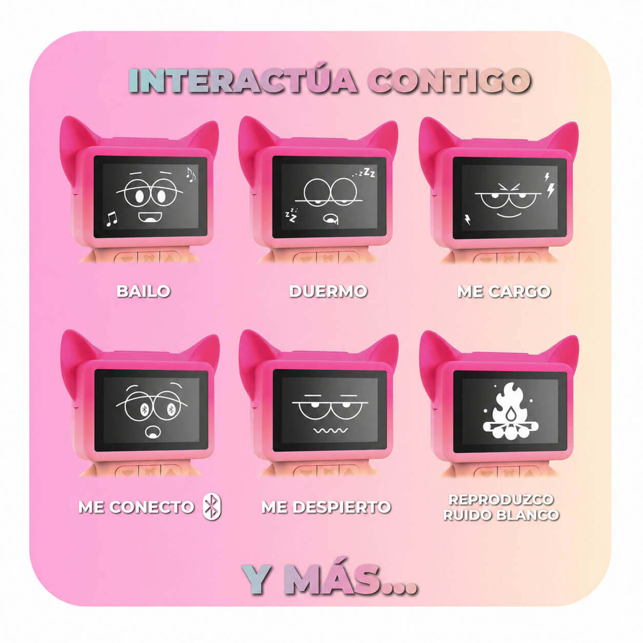 Despertador y Altavoz DANCING CLOCK - Rosa