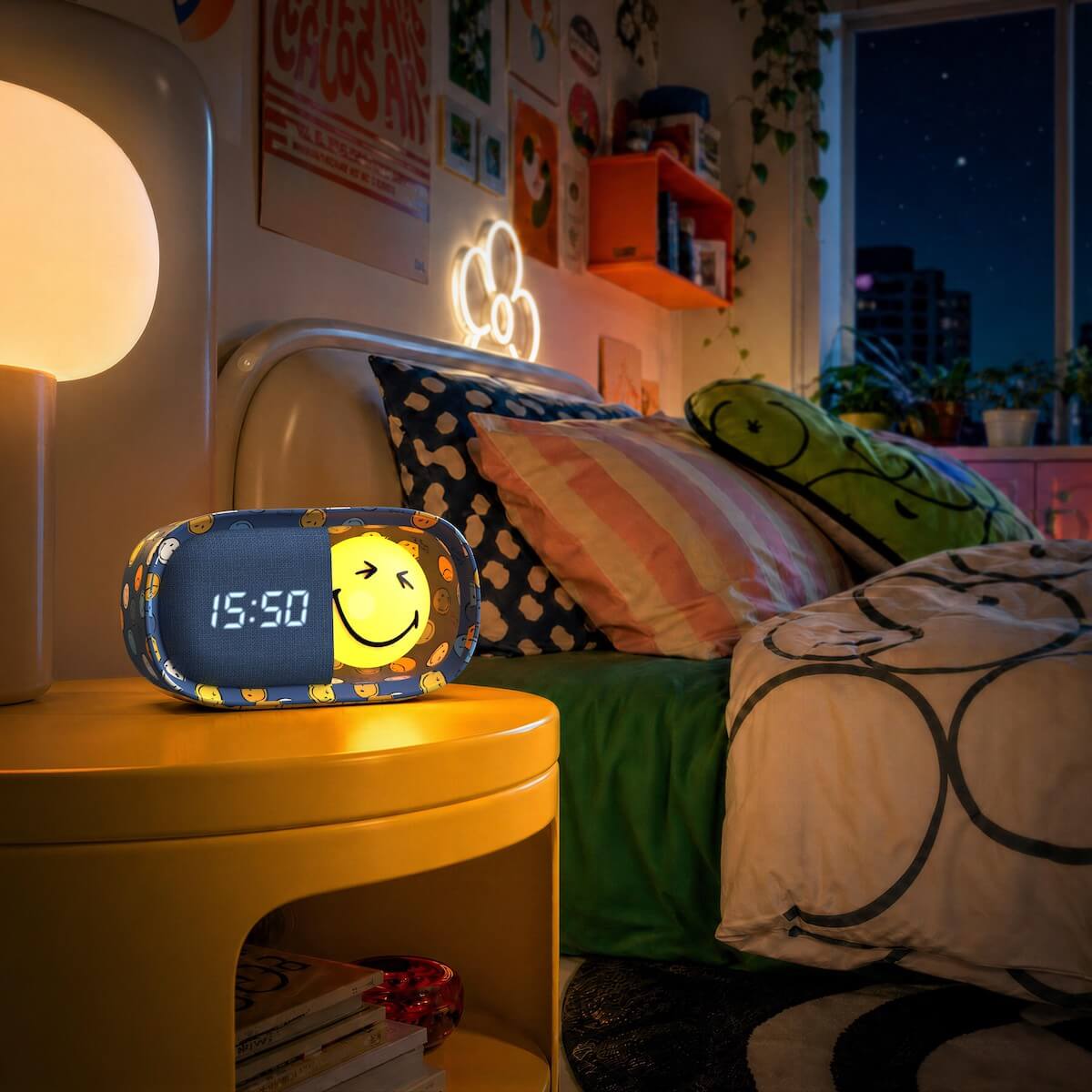 Despertador y Luz Nocturna SMILEY CLOCK - Azul
