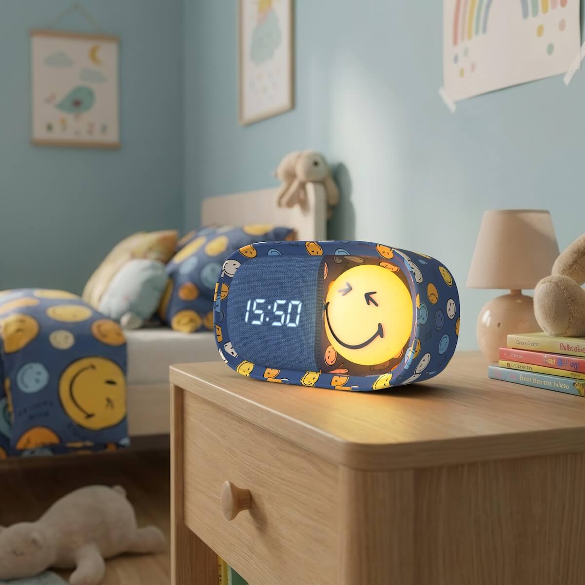 Despertador y Luz Nocturna SMILEY CLOCK - Azul