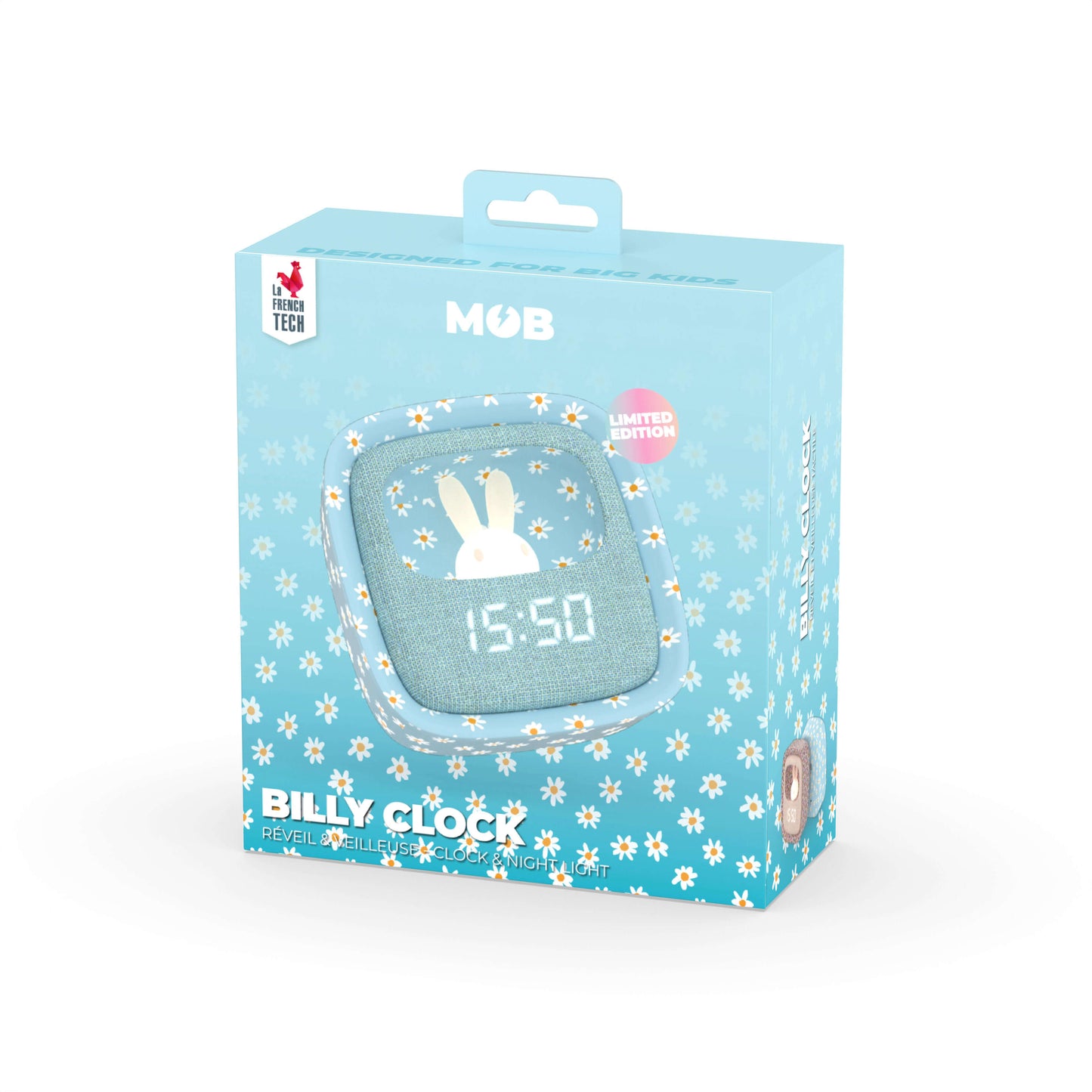 Despertador y Luz Nocturna BILLY CLOCK - Azul Margaritas