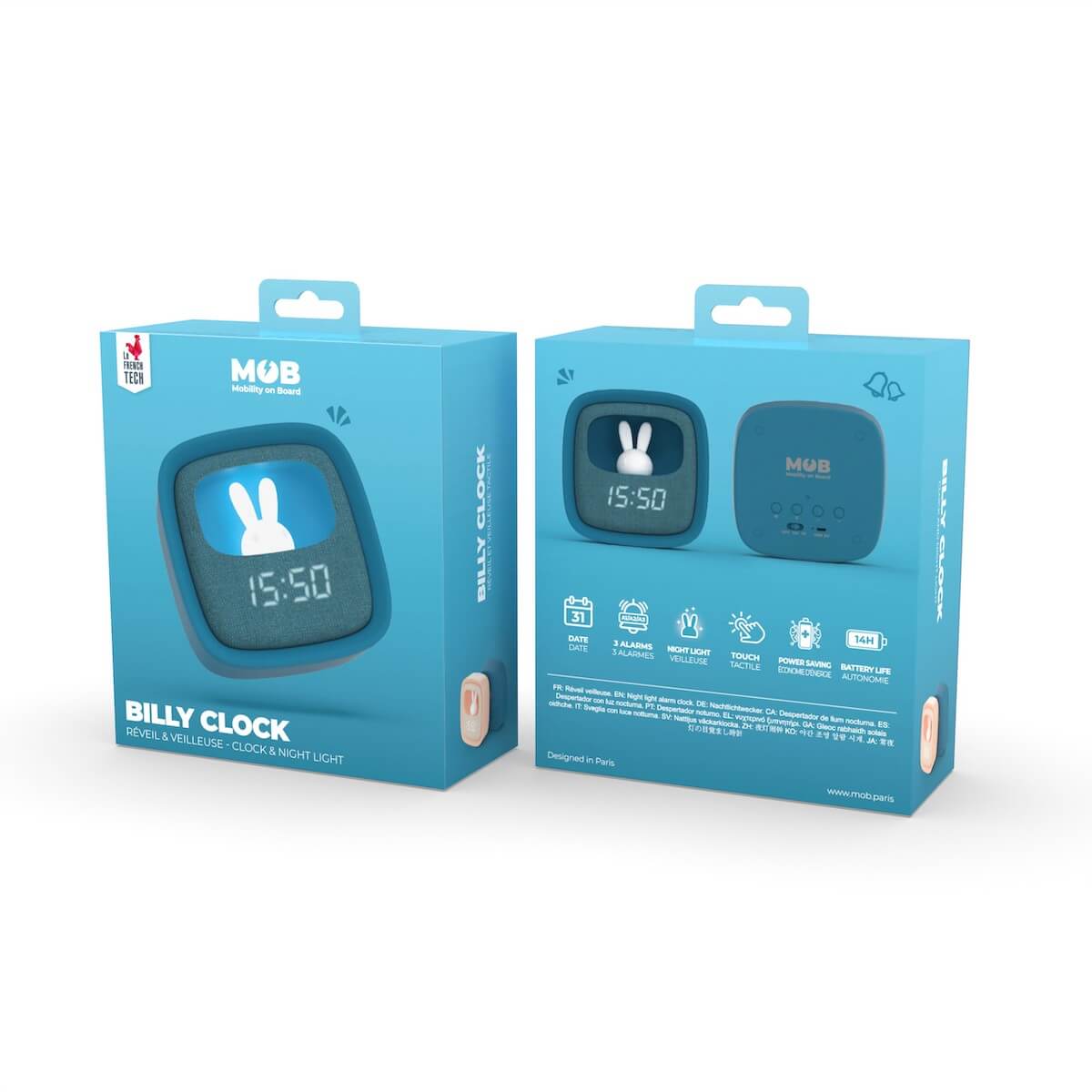 Despertador y Luz Nocturna BILLY CLOCK - Azul oscuro