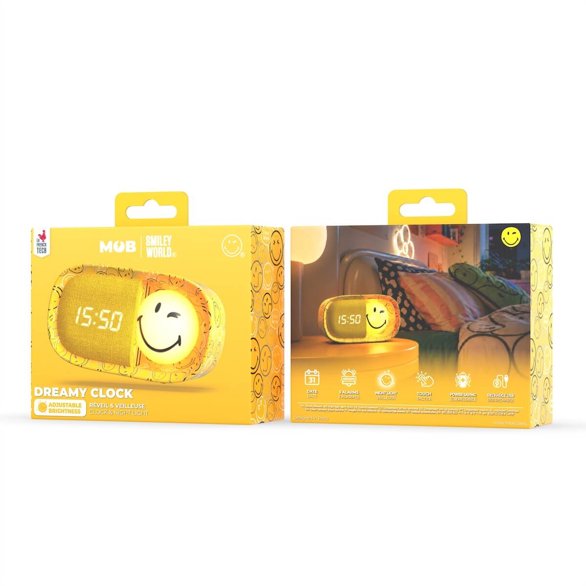 Despertador y Luz Nocturna SMILEY CLOCK - Amarillo