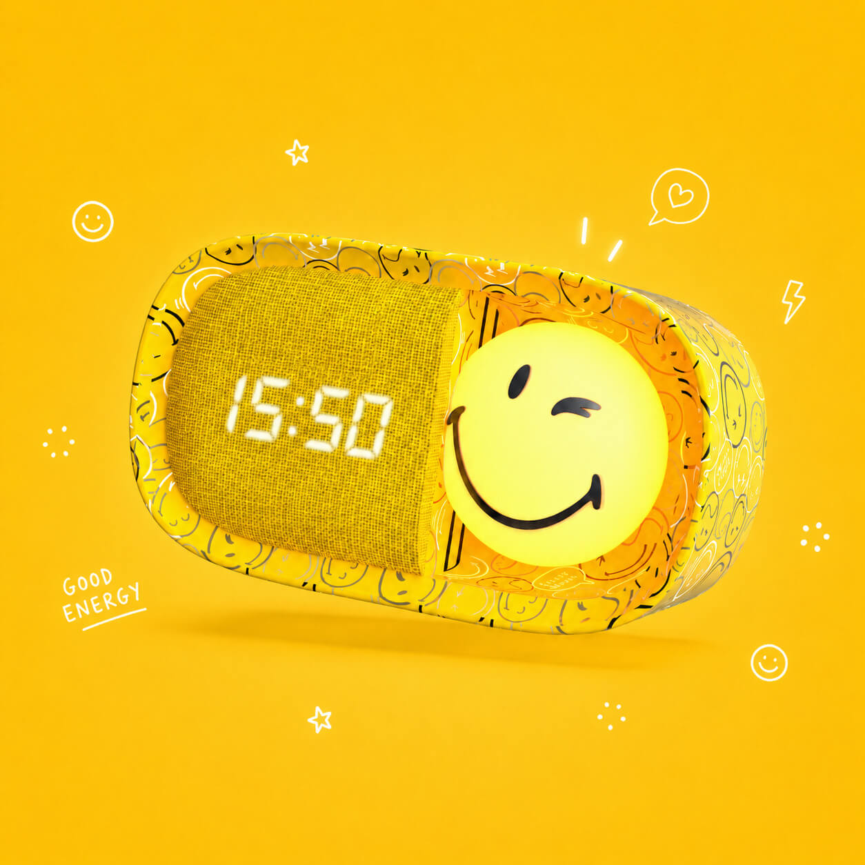 Despertador y Luz Nocturna SMILEY CLOCK - Amarillo