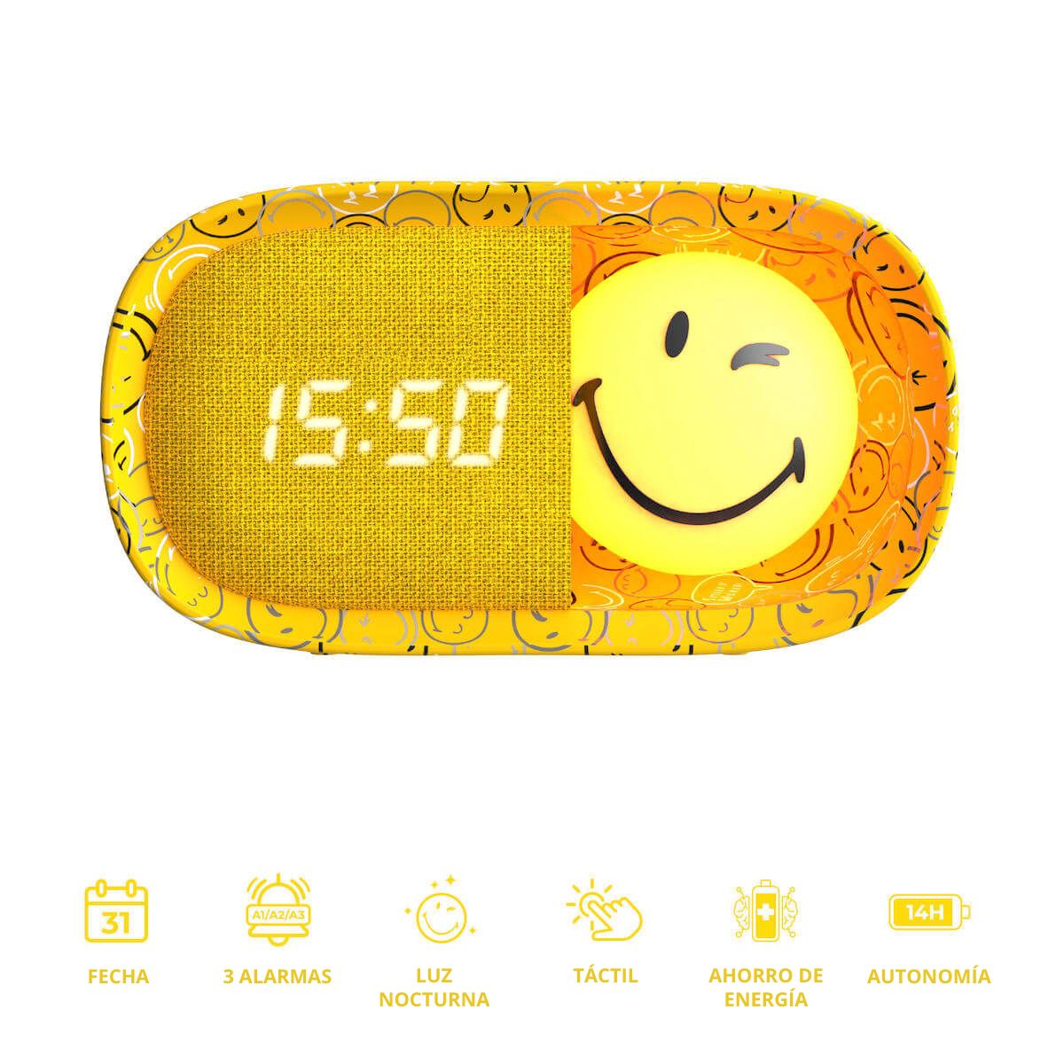 Despertador y Luz Nocturna SMILEY CLOCK - Amarillo