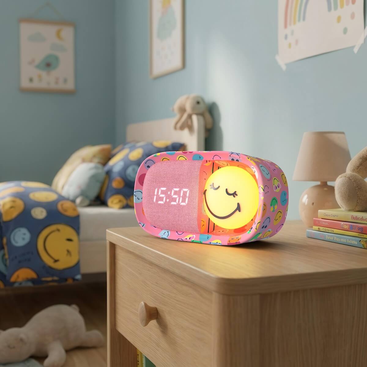 Despertador y Luz Nocturna SMILEY CLOCK - Rosa