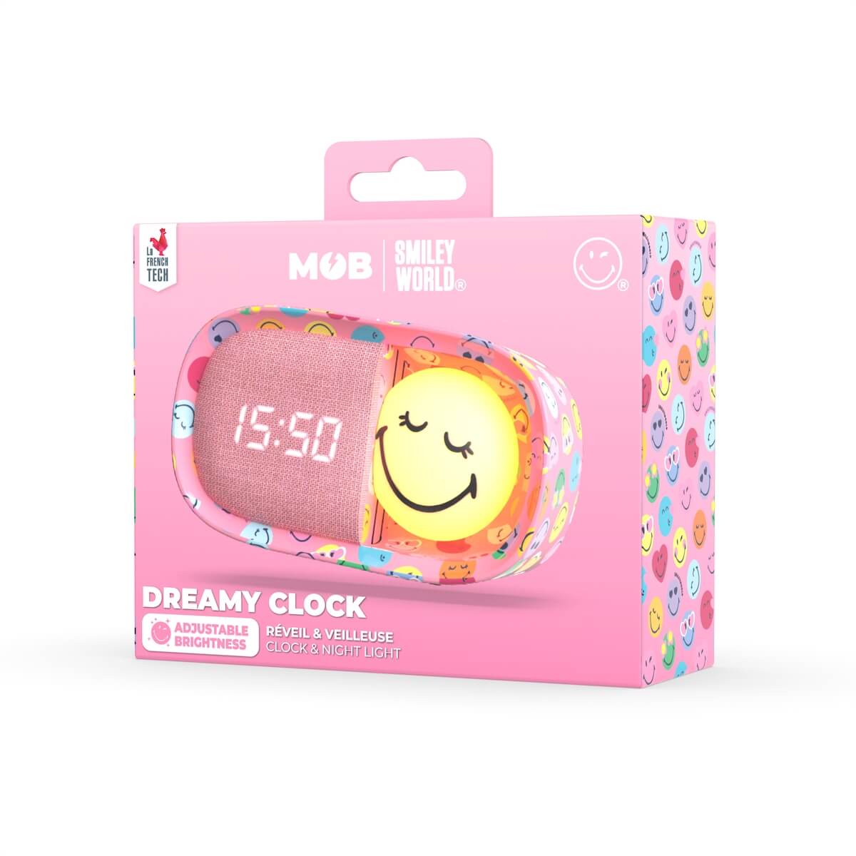 Despertador y Luz Nocturna SMILEY CLOCK - Rosa