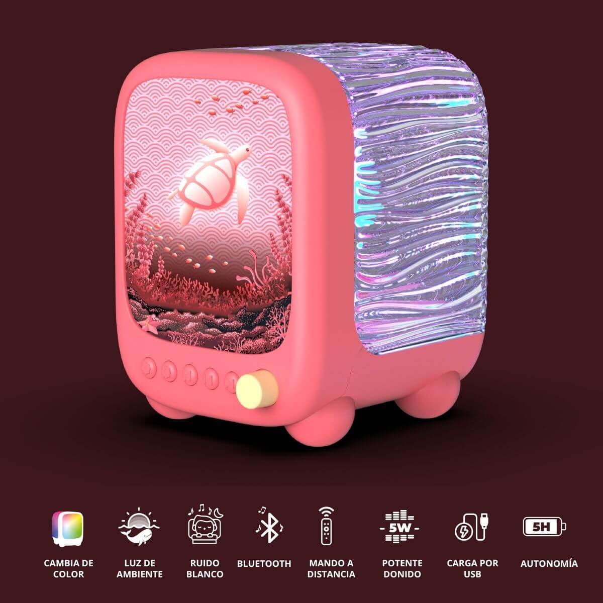 Lámpara Altavoz Proyector WAVY - Rosa