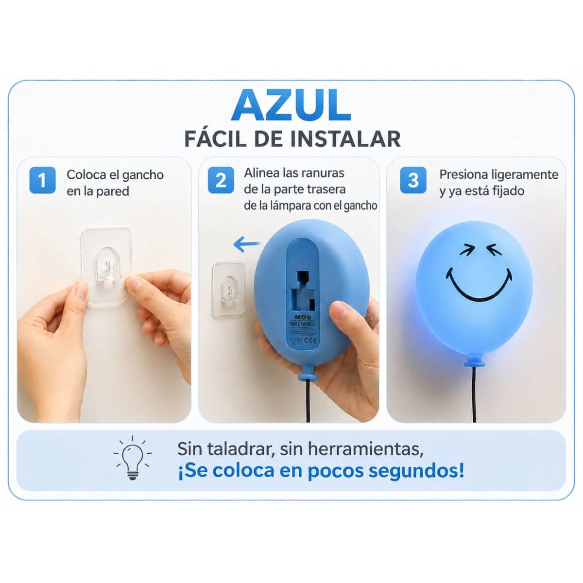Lámpara BUBBLY - Smiley Azul